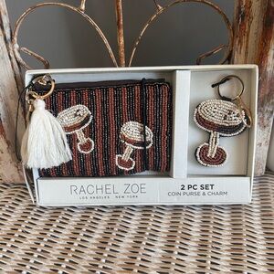 Rachel Zoe 2-piece set includes a beaded martini coin purse keychain charm